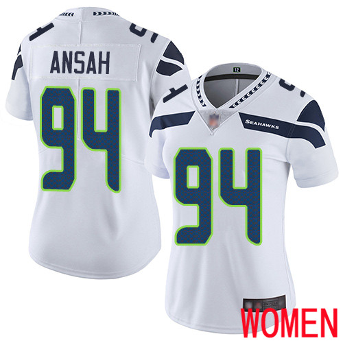 Seattle Seahawks Limited White Women Ezekiel Ansah Road Jersey NFL Football #94 Vapor Untouchable